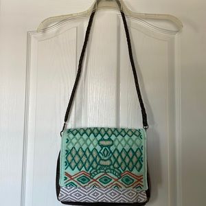 Woven leather purse
